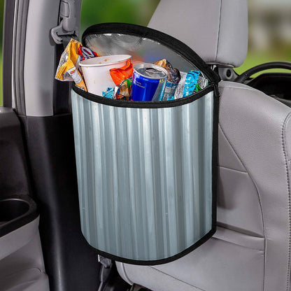 Galvanized Steel Look Car Trash Can Bag – Waterproof Hanging Garbage Storage Organizer