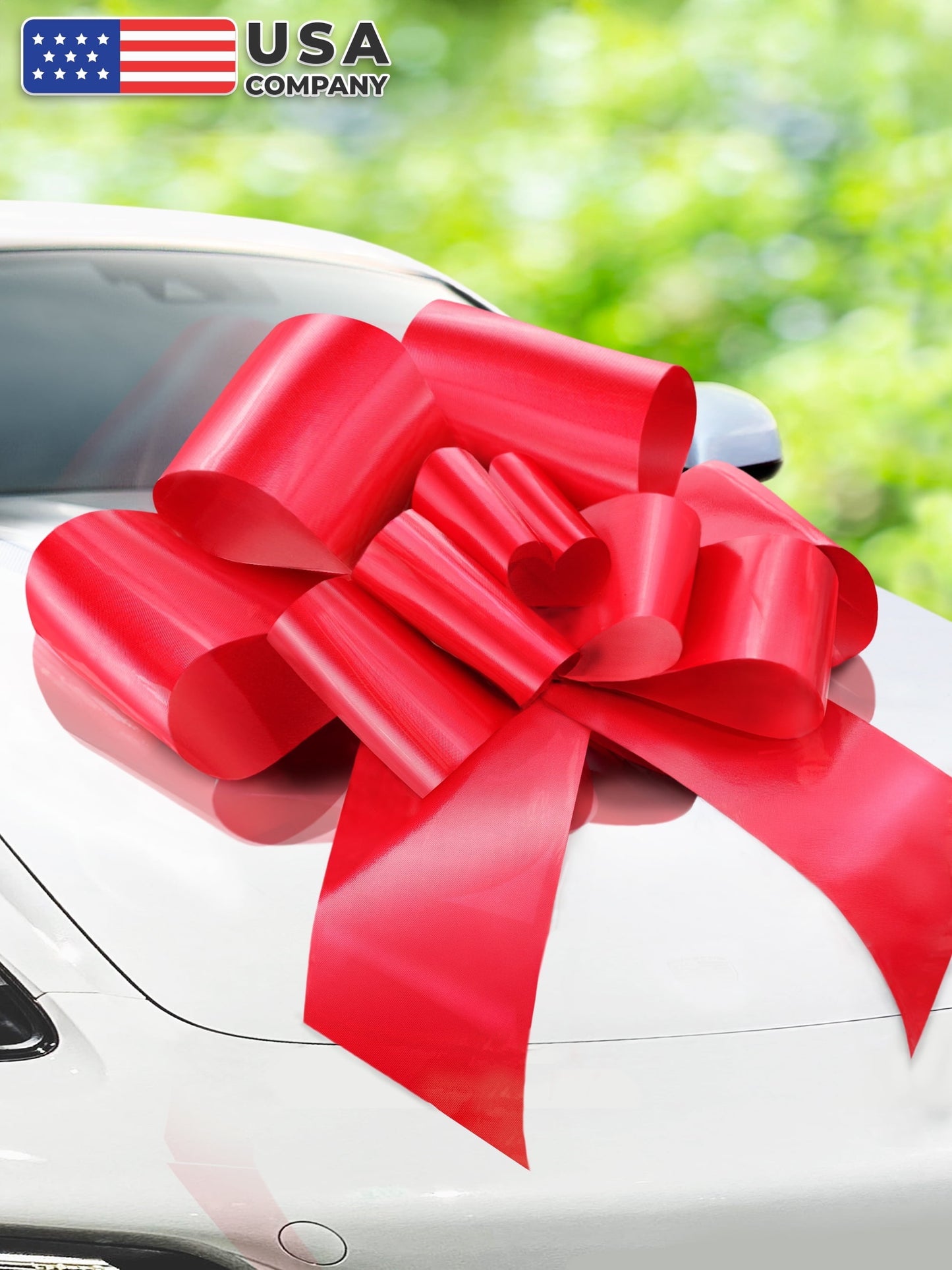 Giant Red Car Gift Bow – 30 Inch | Waterproof Big Gift Bow with Suction Cups