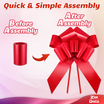 Giant Red Car Gift Bow – 30 Inch | Waterproof Big Gift Bow with Suction Cups