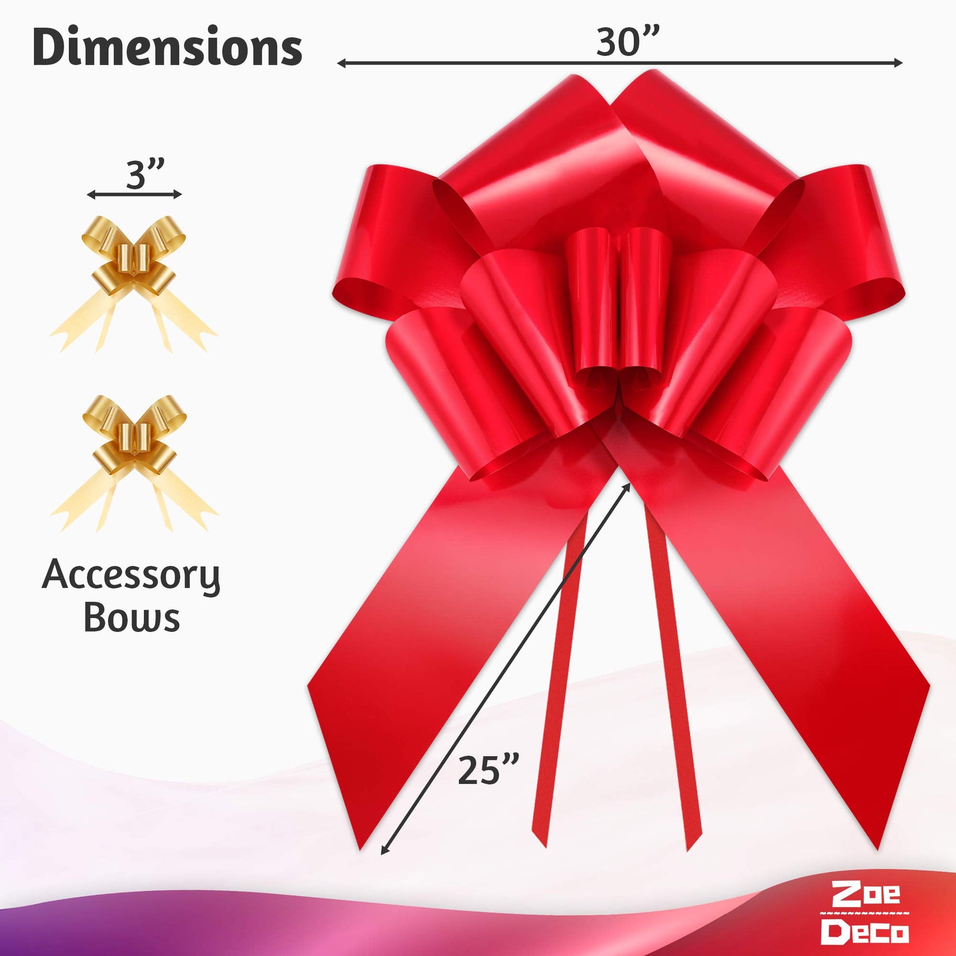 Giant Red Car Gift Bow – 30 Inch | Waterproof Big Gift Bow with Suction Cups