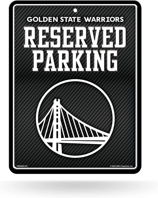 Golden State Warriors Metal Parking Novelty Wall Sign 8.5 x 11 Inch Carbon Fiber Design