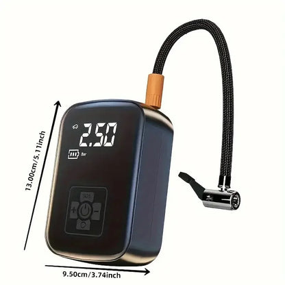 Digital air pump with digital display and measurement markings on a white background