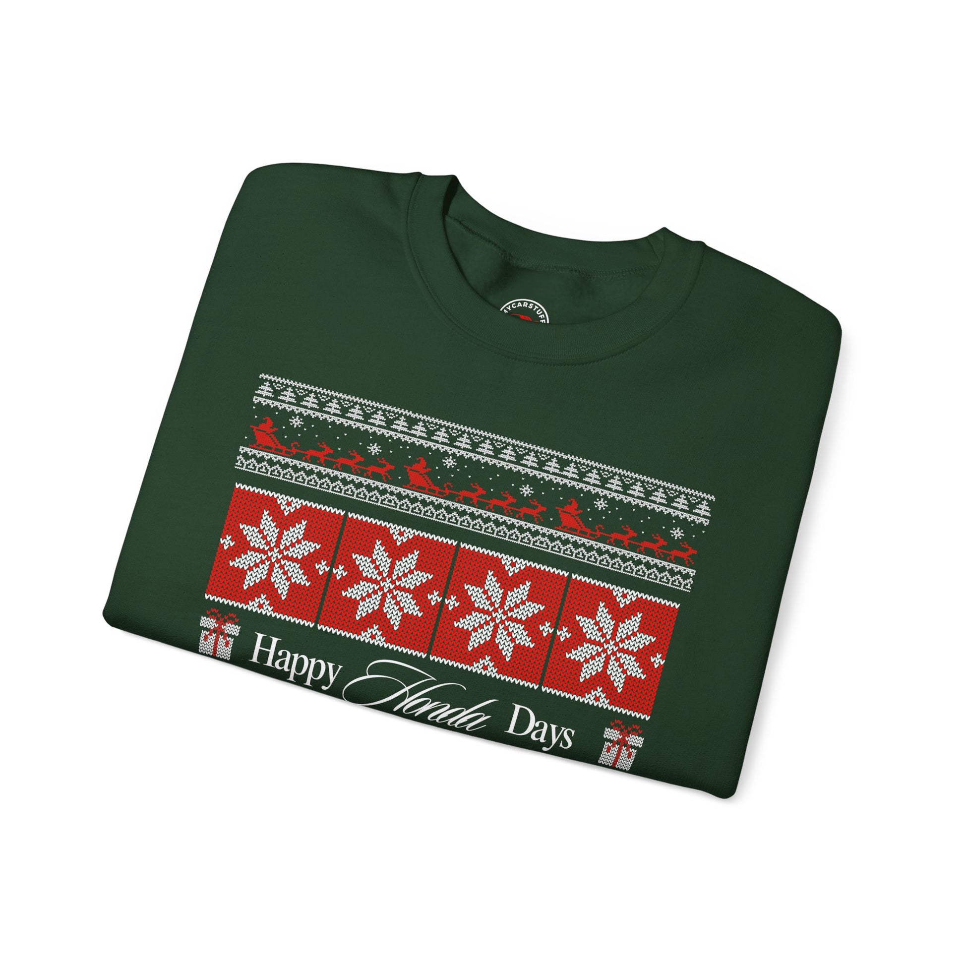 Happy Honda Days Holiday Sweater – Unisex Heavy Blend™ Crewneck Sweatshirt | Holiday Car Lover Gift