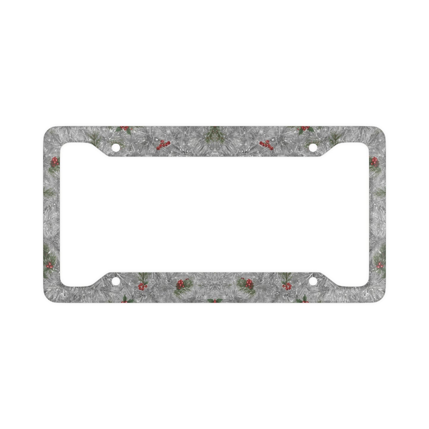 Holiday Wreath Series License Plate Frame – Silver Edition