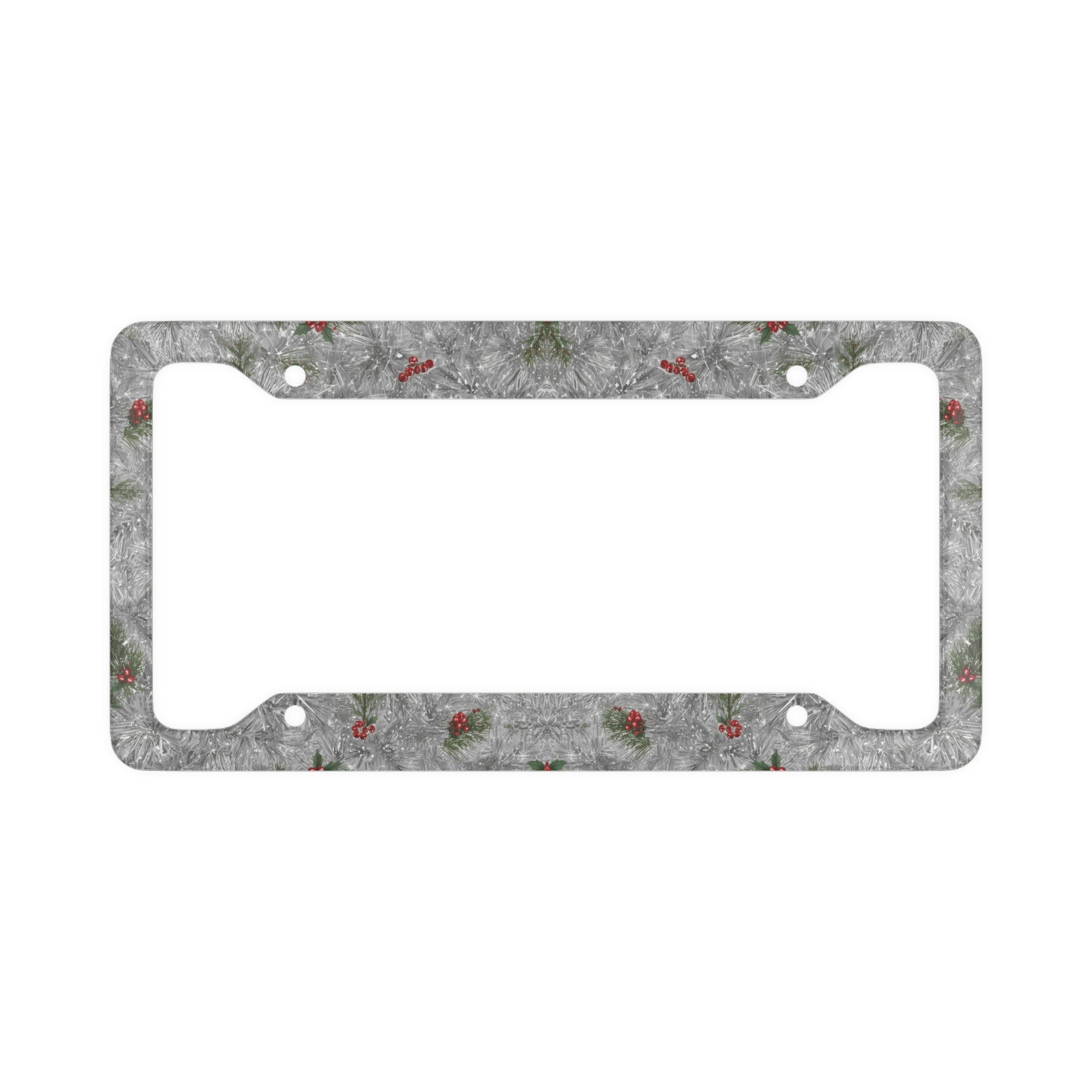 Holiday Wreath Series License Plate Frame – Silver Edition