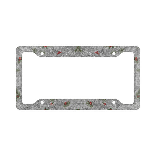 Holiday Wreath Series License Plate Frame – Silver Edition