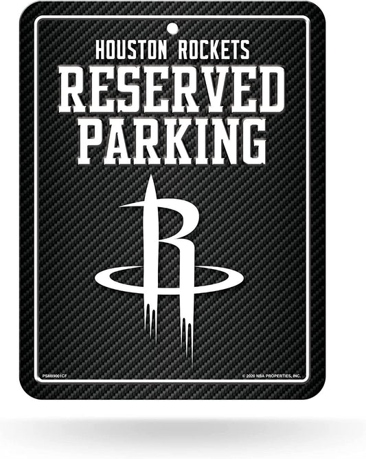 Houston Rockets Metal Parking Novelty Wall Sign 8.5 x 11 Inch Carbon Fiber Design