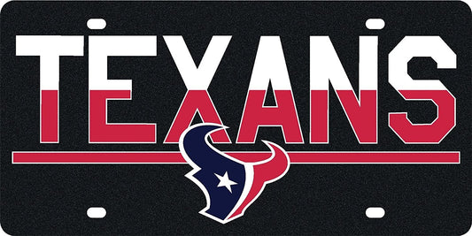 Houston Texans Premium Laser Cut Tag License Plate, Duo-Tone, Mirrored Acrylic Inlaid, 12x6 Inch