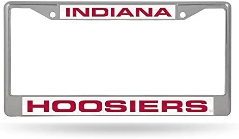 Indiana University Hoosiers Metal License Plate Frame Chrome Tag Cover Laser Mirrored Inserts