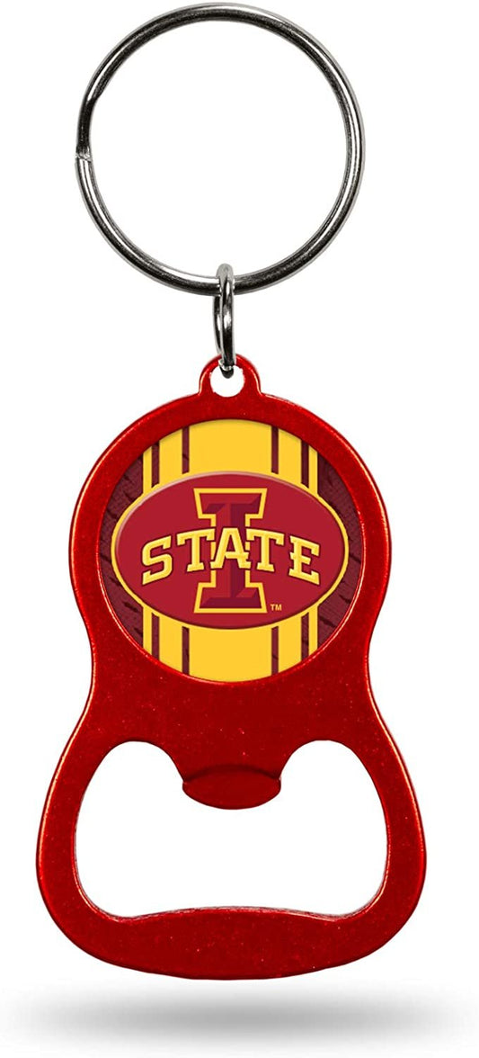 Iowa State University Cyclones Premium Solid Metal Bottle Opener Keychain, Key Ring, Team Color
