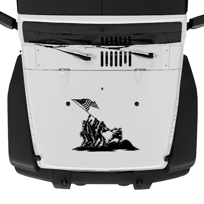 Iwo Jima Flag Raising Hood Graphic – USMC WWII Jeep Hood Decal (26" × 20")