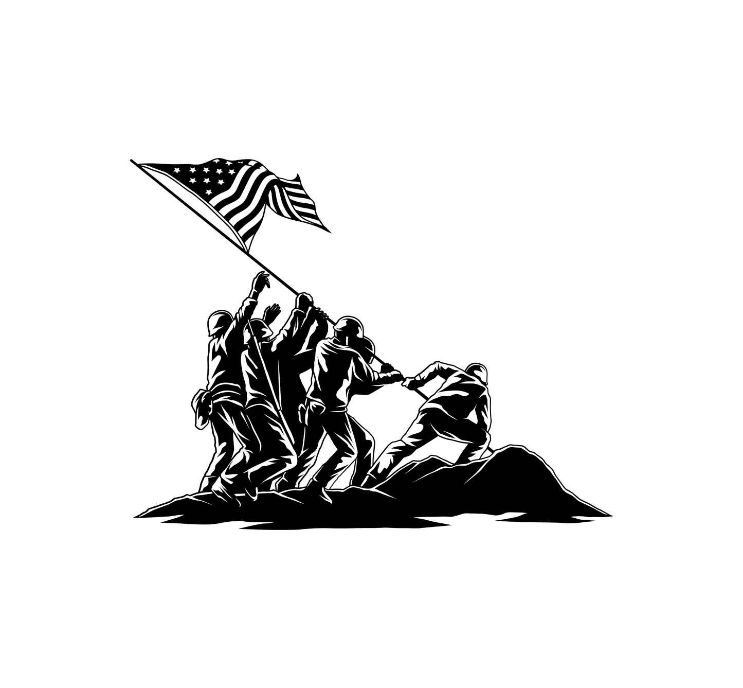 Iwo Jima Flag Raising Hood Graphic – USMC WWII Jeep Hood Decal (26" × 20")