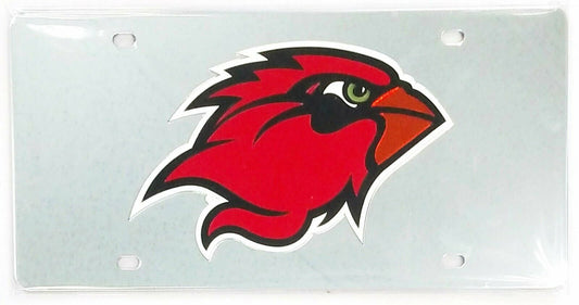 Lamar University Cardinals Premium Laser Cut Tag License Plate, Mirrored Acrylic Inlaid, 6x12 Inch