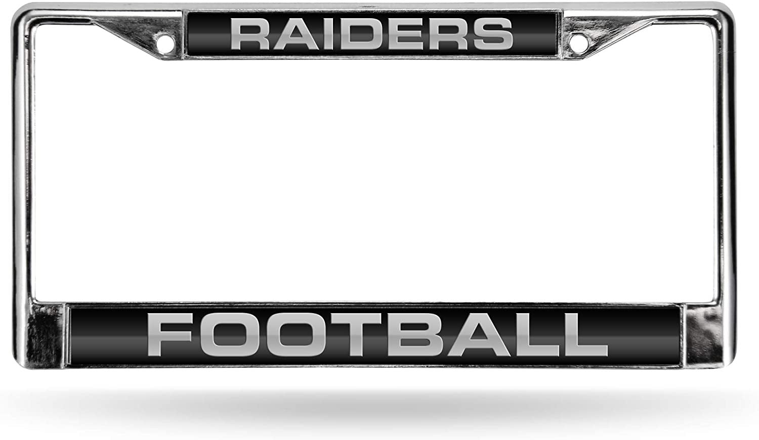 Las Vegas Raiders Chrome Metal License Plate Frame Tag Cover, Laser Acrylic Mirrored Inserts, 12x6 Inch