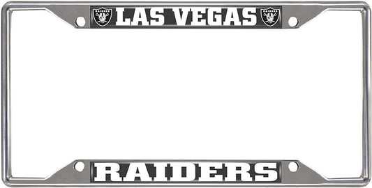 Las Vegas Raiders Metal License Plate Frame Chrome Tag Cover 6x12 Inch
