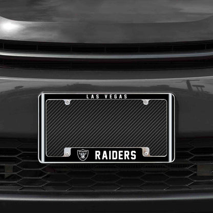 Las Vegas Raiders Metal License Plate Frame Chrome Tag Cover Alternate Design 6x12 Inch