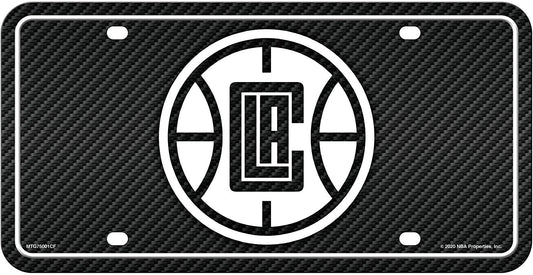 Los Angeles Clippers Metal Auto Tag License Plate, Carbon Fiber Design, 6x12 Inch