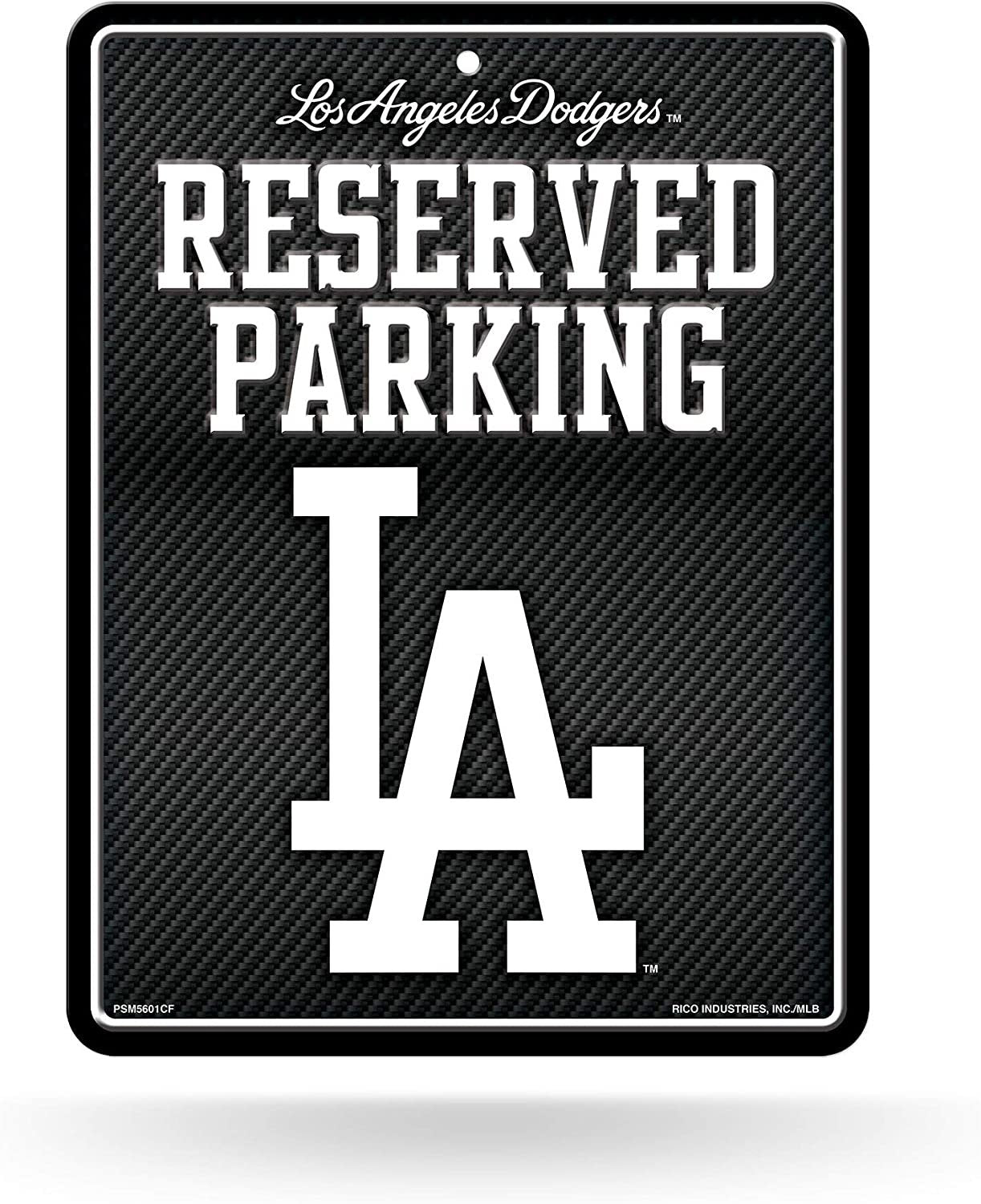 Los Angeles Dodgers Metal Parking Sign, Carbon Fiber Design, 8.5 x 11 Inch, Novelty for Wall, Indoor or Outdoor Use
