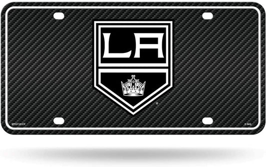 Los Angeles Kings Metal Auto Tag License Plate, Carbon Fiber Design, 6x12 Inch