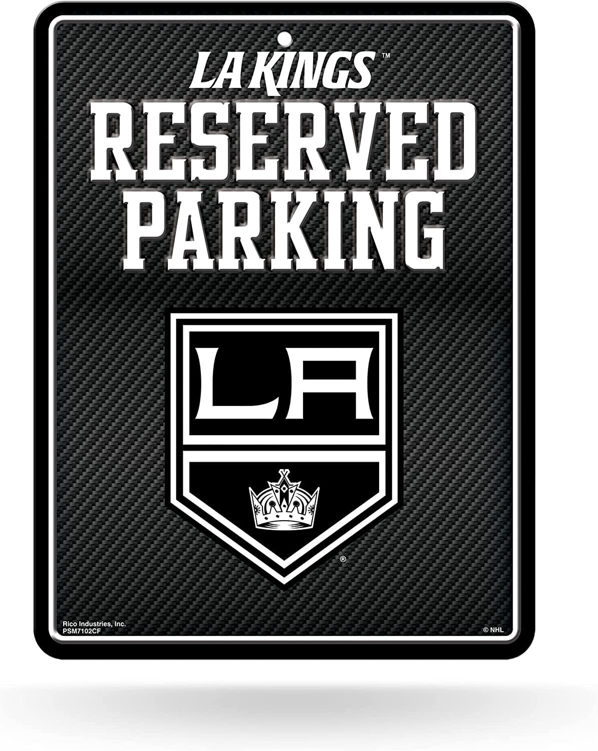 Los Angeles Kings Metal Parking Novelty Wall Sign 8.5 x 11 Inch Carbon Fiber Design