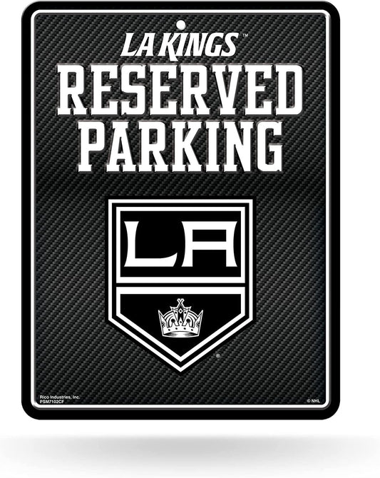 Los Angeles Kings Metal Parking Novelty Wall Sign 8.5 x 11 Inch Carbon Fiber Design