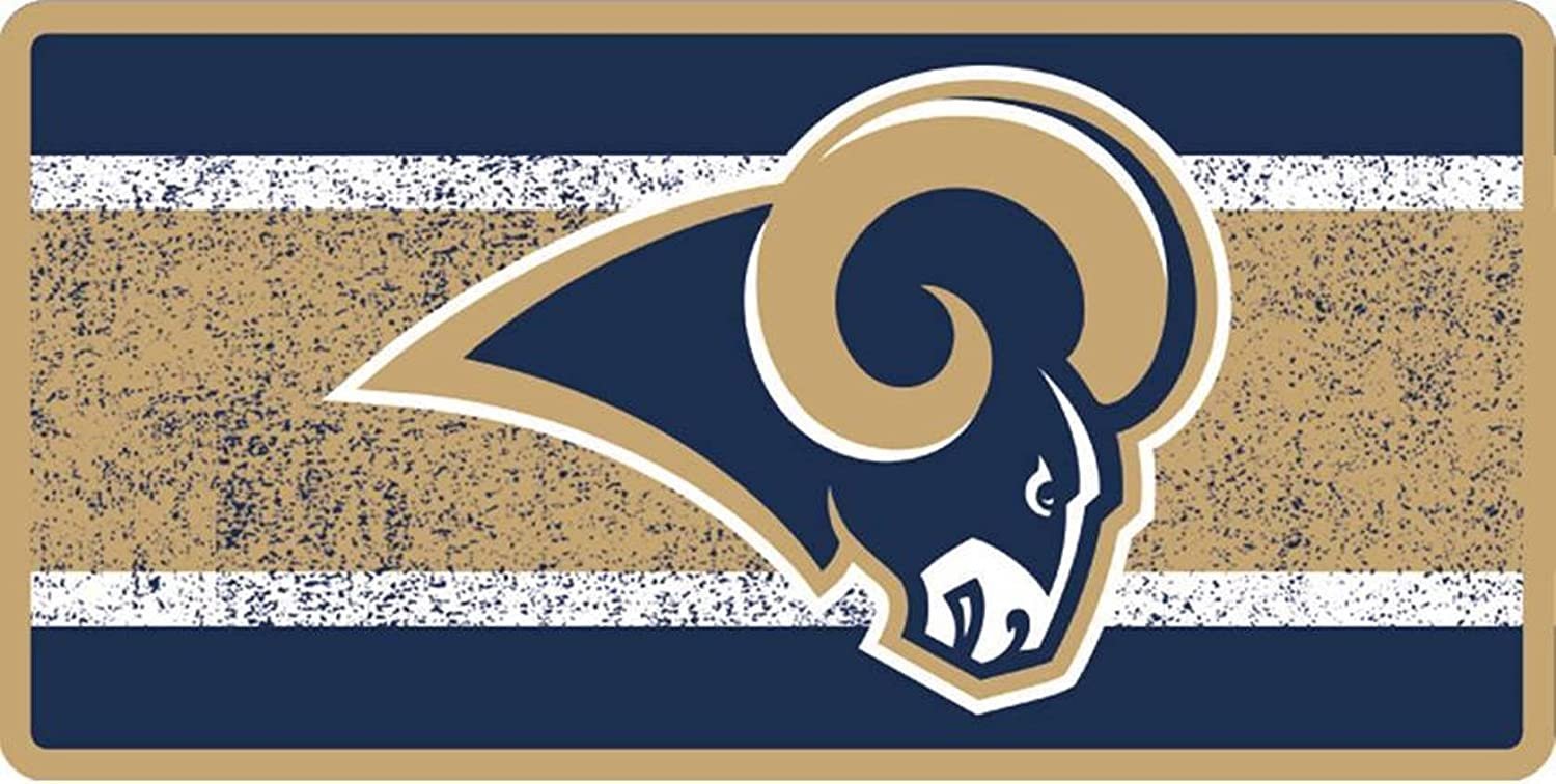 Los Angeles Rams Premium Laser Cut Tag License Plate, Vintage Design, Mirrored Acrylic, 6x12 Inch
