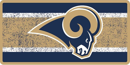 Los Angeles Rams Premium Laser Cut Tag License Plate, Vintage Design, Mirrored Acrylic, 6x12 Inch