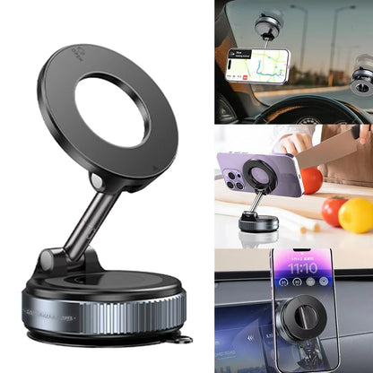 Black phone holder with various usage scenarios on a white background