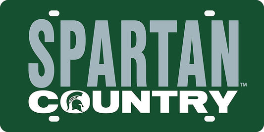 Michigan State University Spartans Premium Laser Cut Tag License Plate, Country, Mirrored Acrylic Inlaid, 6x12 Inch