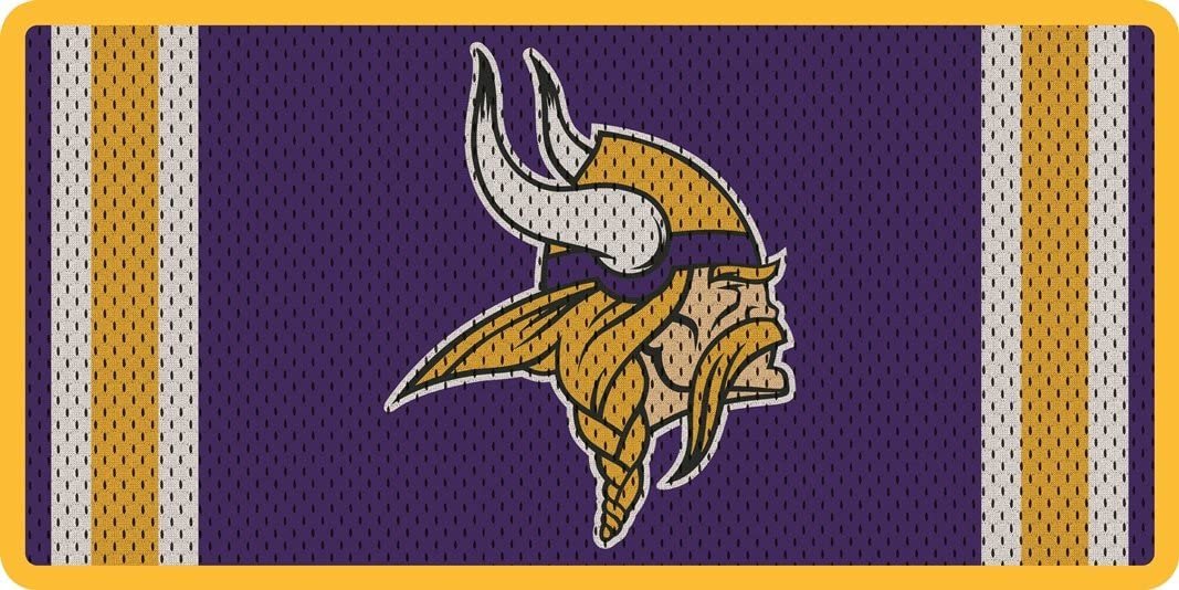 Minnesota Vikings Premium Laser Cut Tag License Plate, Jersey Design, Mirrored Acrylic Inlaid, 6x12 Inch