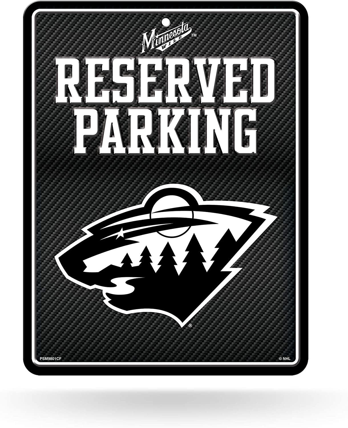 Minnesota Wild Metal Parking Novelty Wall Sign 8.5 x 11 Inch Carbon Fiber Design