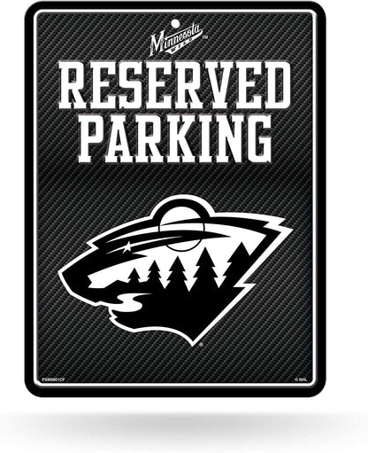 Minnesota Wild Metal Parking Novelty Wall Sign 8.5 x 11 Inch Carbon Fiber Design