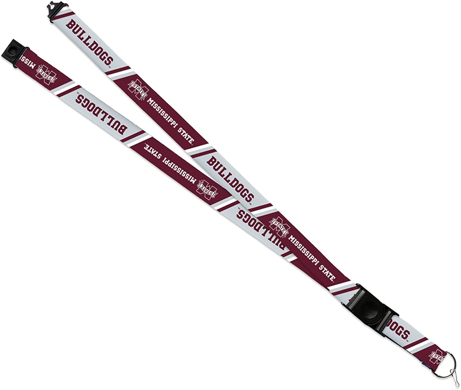 Mississippi State University Bulldogs Lanyard Keychain Double Sided 18 Inch Button Clip Safety Breakaway