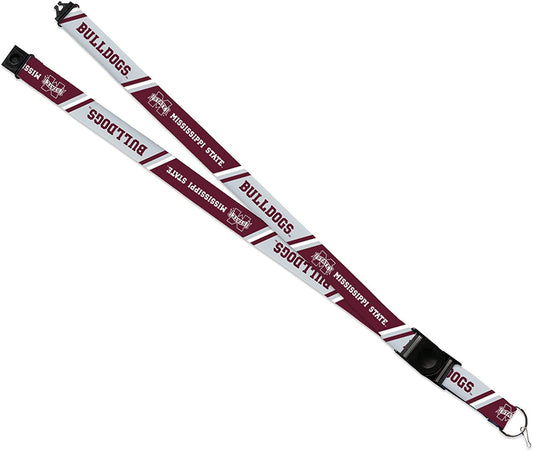 Mississippi State University Bulldogs Lanyard Keychain Double Sided 18 Inch Button Clip Safety Breakaway