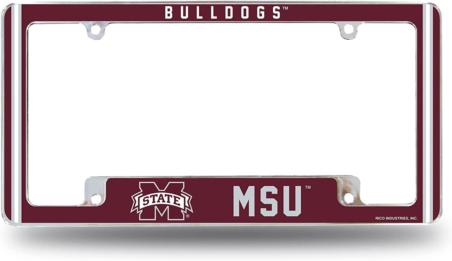 Mississippi State University Bulldogs Metal License Plate Frame Chrome Tag Cover Alternate Design 6x12 Inch
