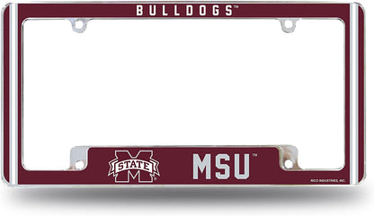 Mississippi State University Bulldogs Metal License Plate Frame Chrome Tag Cover Alternate Design 6x12 Inch