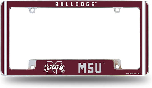 Mississippi State University Bulldogs Metal License Plate Frame Chrome Tag Cover Alternate Design 6x12 Inch