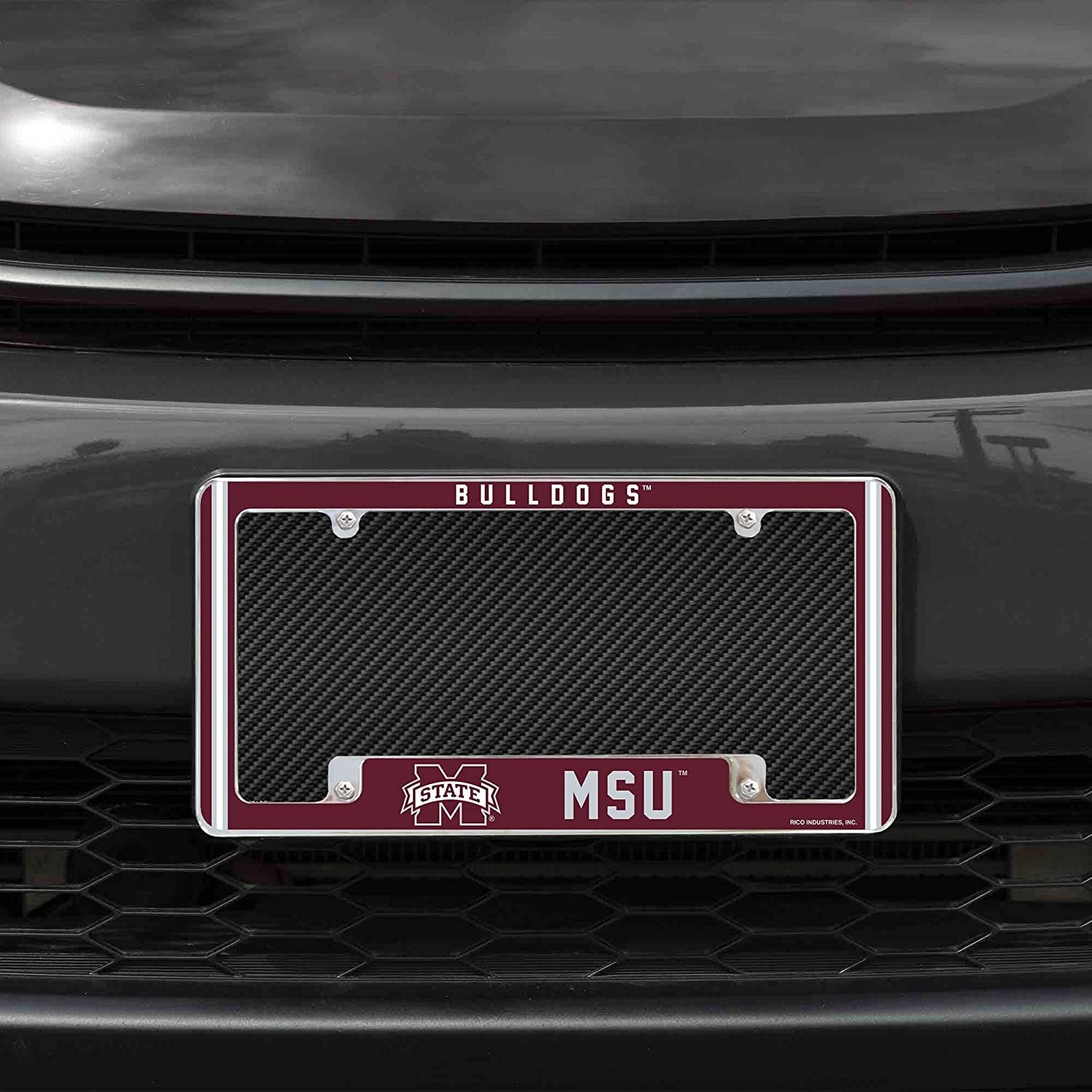 Mississippi State University Bulldogs Metal License Plate Frame Chrome Tag Cover Alternate Design 6x12 Inch