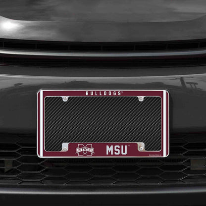 Mississippi State University Bulldogs Metal License Plate Frame Chrome Tag Cover Alternate Design 6x12 Inch