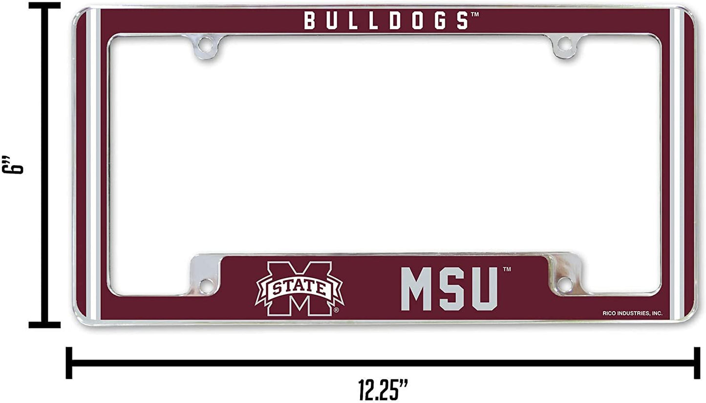 Mississippi State University Bulldogs Metal License Plate Frame Chrome Tag Cover Alternate Design 6x12 Inch