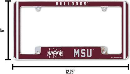 Mississippi State University Bulldogs Metal License Plate Frame Chrome Tag Cover Alternate Design 6x12 Inch