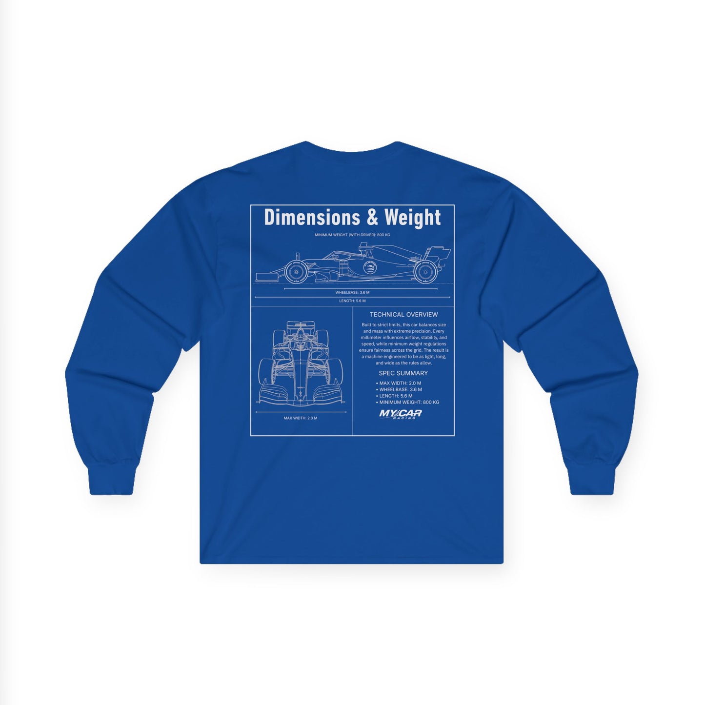My Car Racing Blueprint – Dimensions & Weight Edition | Unisex Ultra Cotton Long Sleeve Tee
