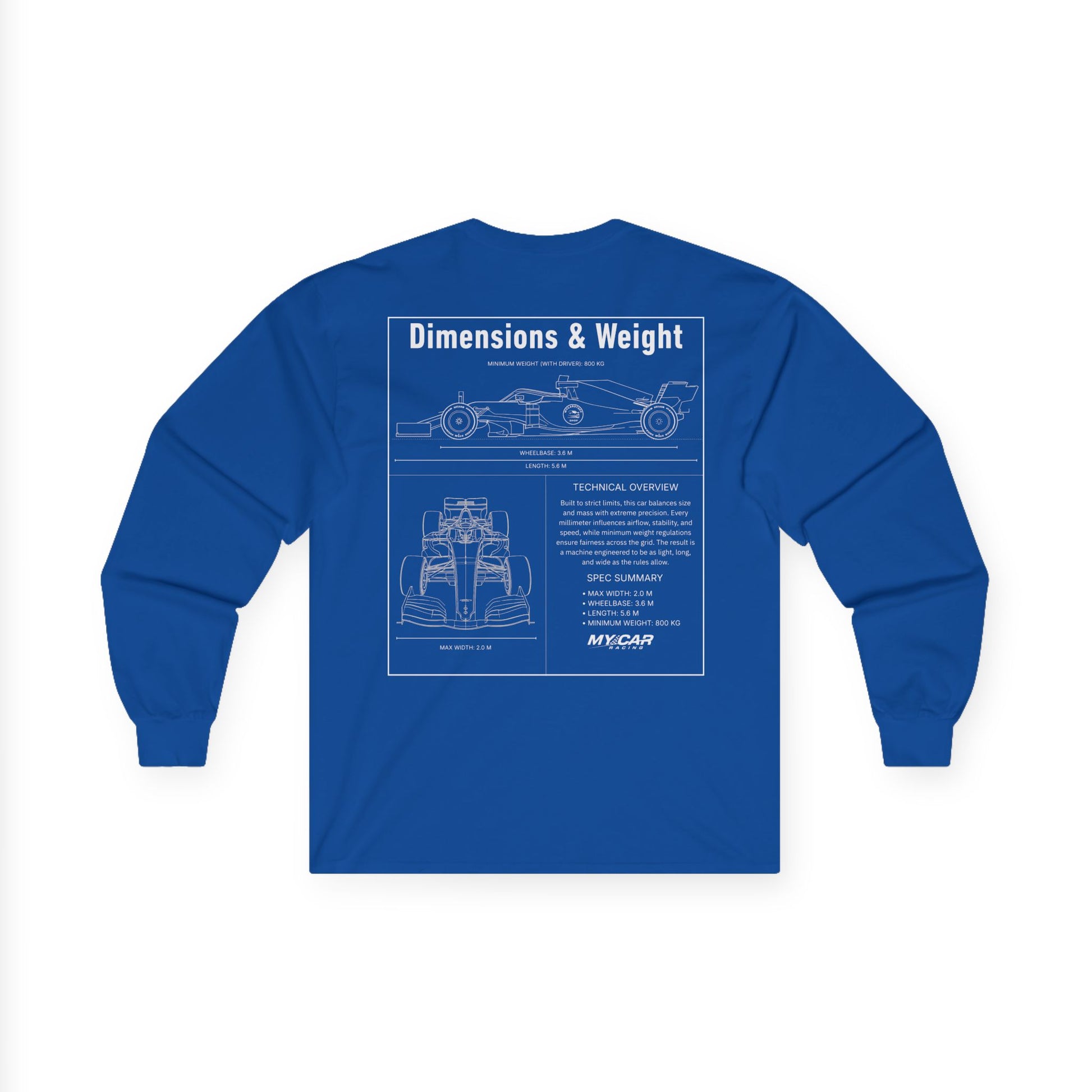 My Car Racing Blueprint – Dimensions & Weight Edition | Unisex Ultra Cotton Long Sleeve Tee