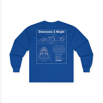My Car Racing Blueprint – Dimensions & Weight Edition | Unisex Ultra Cotton Long Sleeve Tee