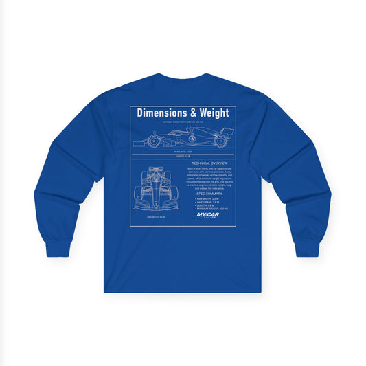My Car Racing Blueprint – Dimensions & Weight Edition | Unisex Ultra Cotton Long Sleeve Tee