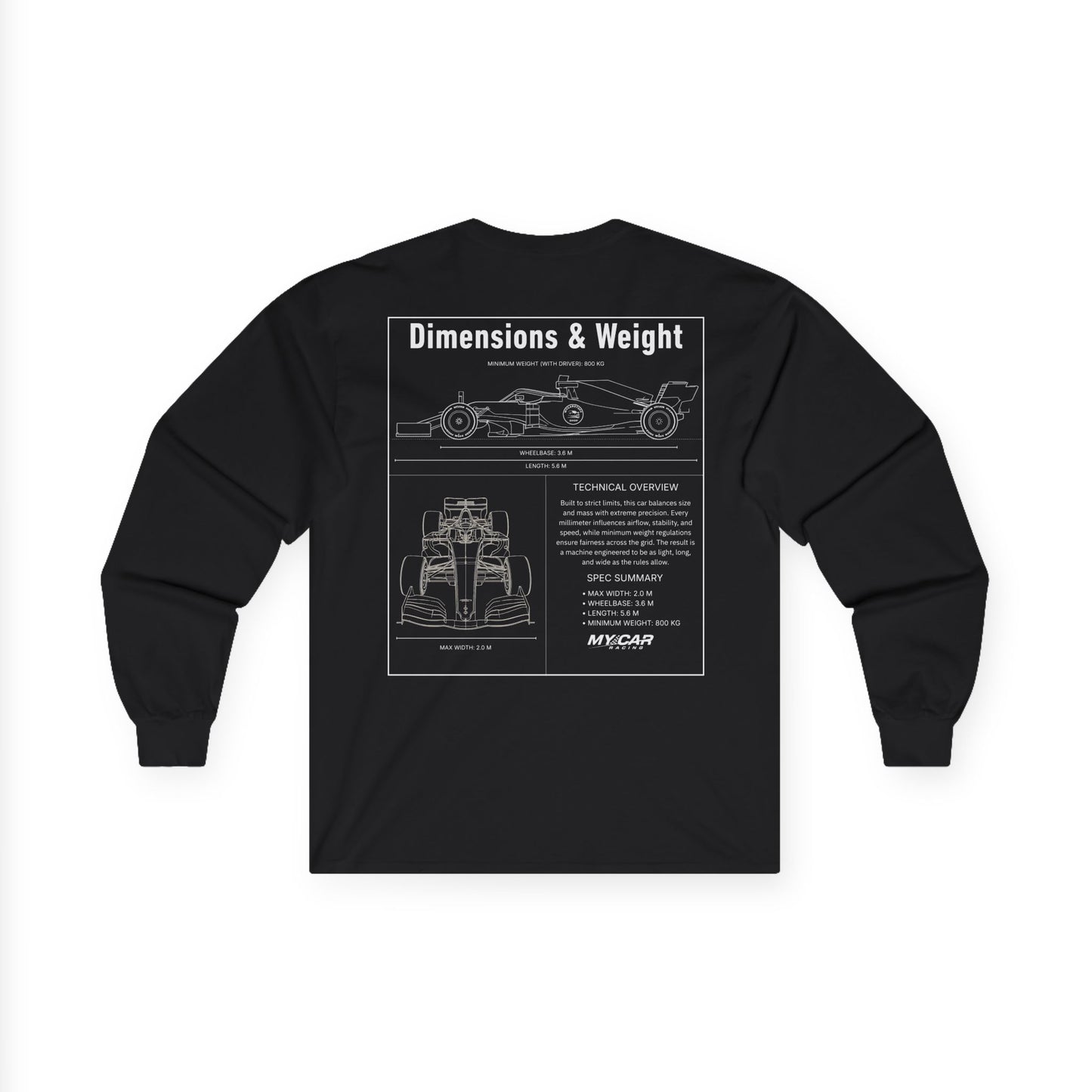 My Car Racing Blueprint – Dimensions & Weight Edition | Unisex Ultra Cotton Long Sleeve Tee