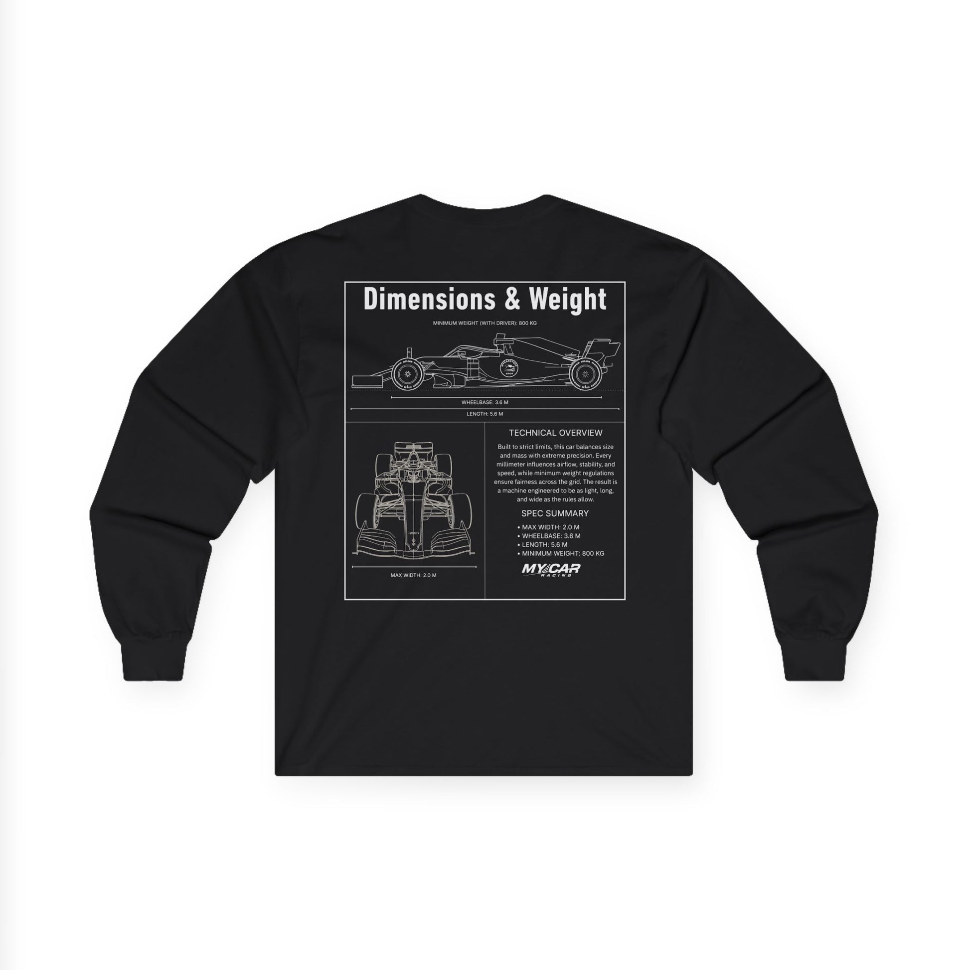 My Car Racing Blueprint – Dimensions & Weight Edition | Unisex Ultra Cotton Long Sleeve Tee