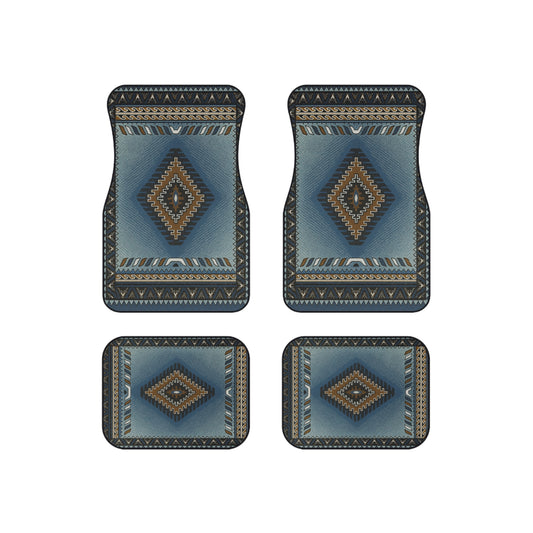 My Car Stuff 'Blue Wave' Native Custom Design Car Mats (4x Front & Rear)