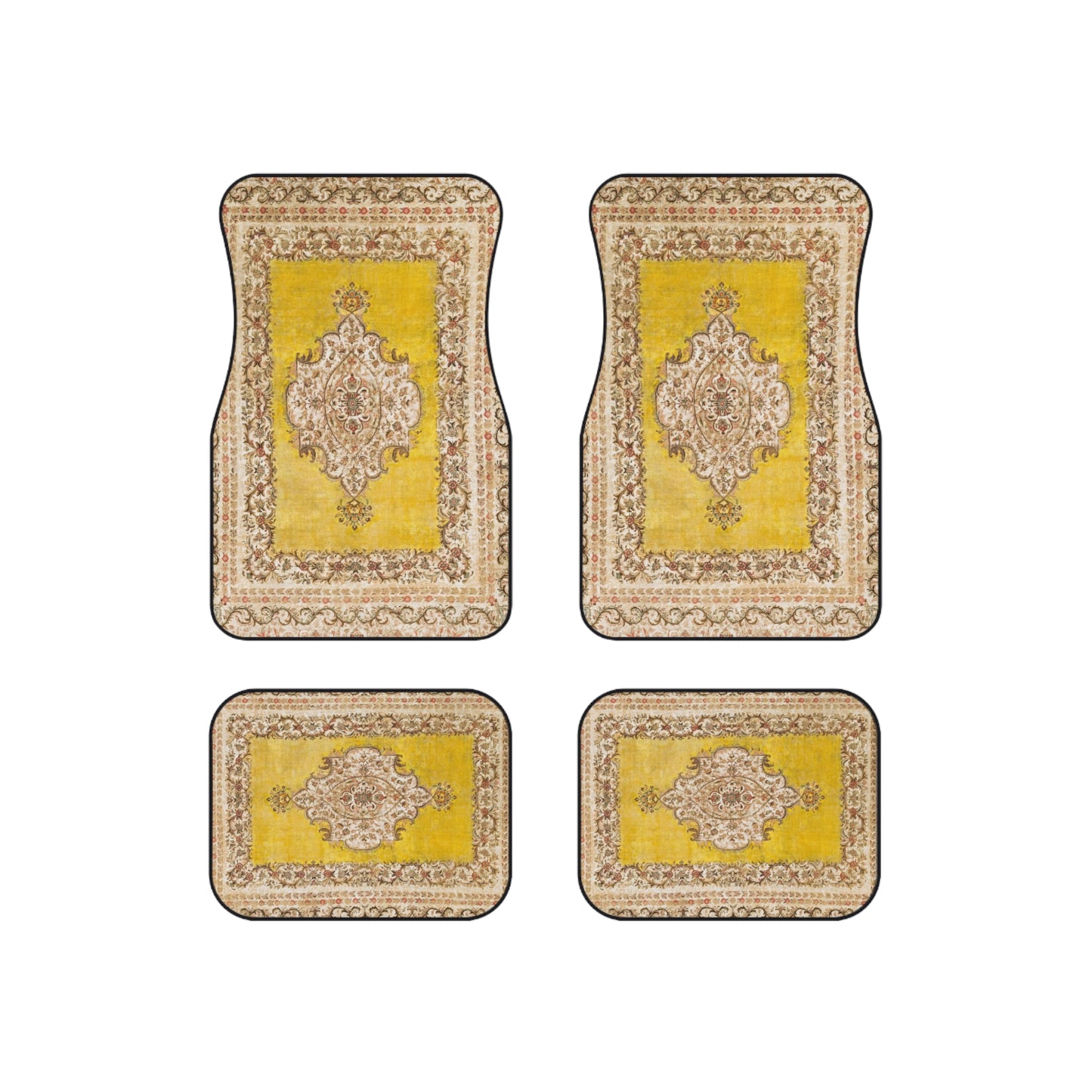 My Car Stuff 'Gold Oriental Rug' Custom Design Car Mats (4x Front & Rear)