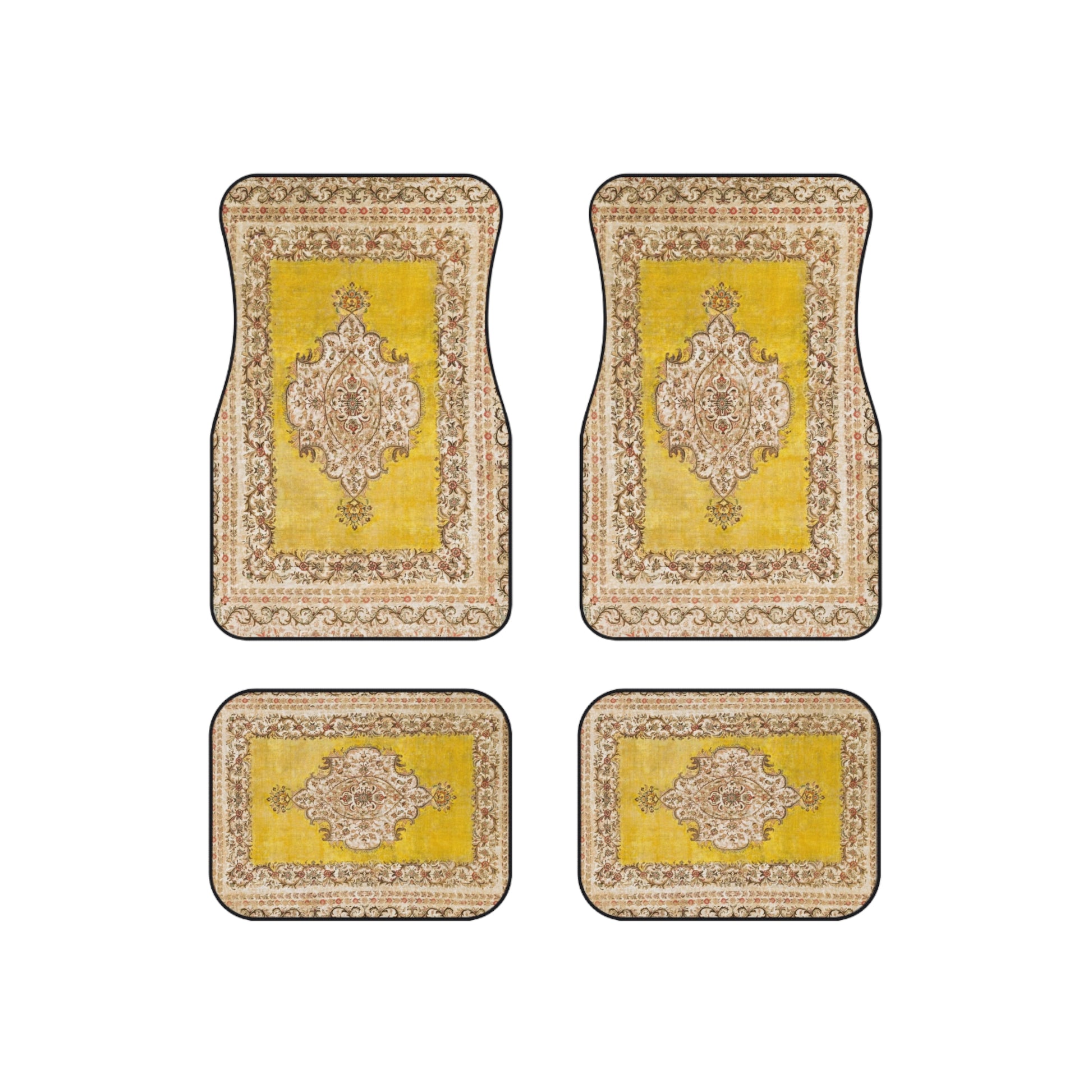 My Car Stuff 'Gold Oriental Rug' Custom Design Car Mats (4x Front & Rear)